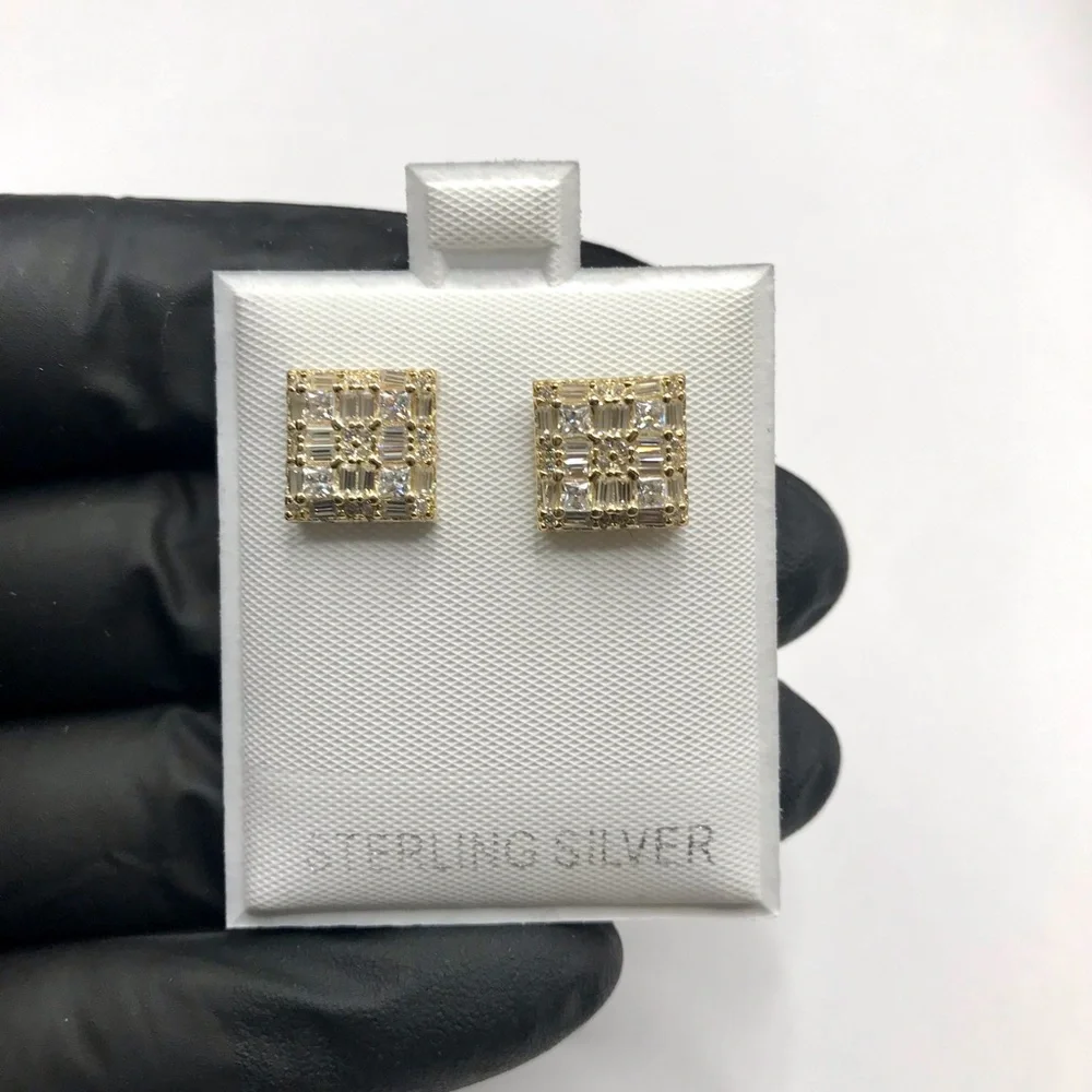925 Sterling Silver 1.00CTW MOISSANITE Square Stud Earrings